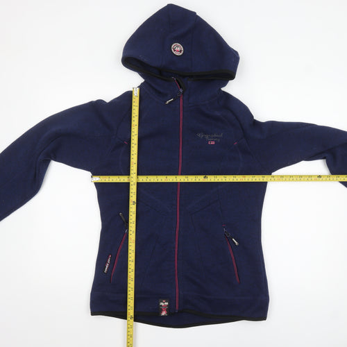 Geographical Norway Women's Blue Full Zip Hooded Fleece Jacket UK 12