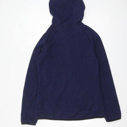 Geographical Norway Women's Blue Full Zip Hooded Fleece Jacket UK 12