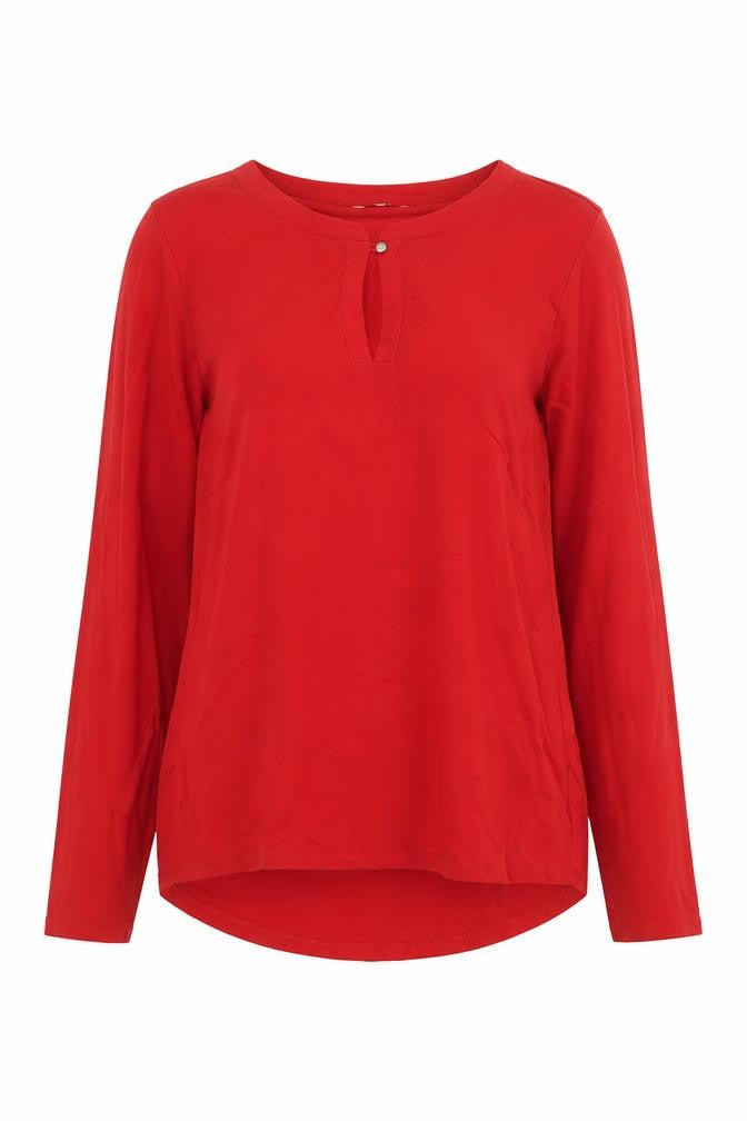 Front view of Sandwich Women's Red Long Sleeve Tunic Blouse, size L