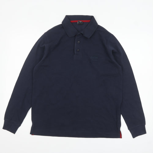 Cotton Traders Men's Blue Long Sleeve Polo Shirt Size S 100% Cotton