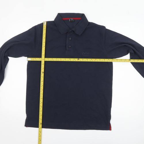 Cotton Traders Men's Blue Long Sleeve Polo Shirt Size S 100% Cotton