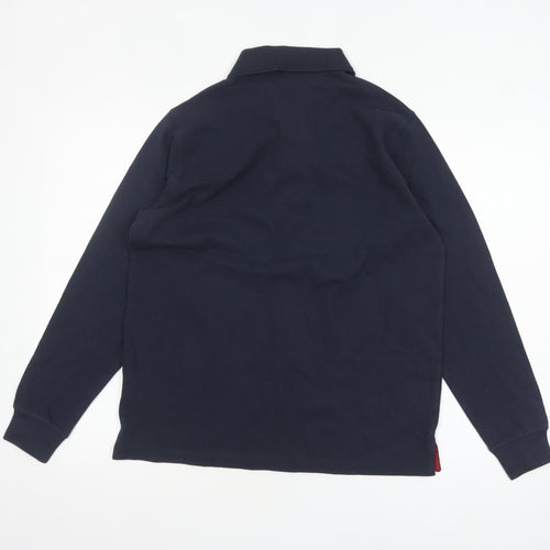 Cotton Traders Men's Blue Long Sleeve Polo Shirt Size S 100% Cotton