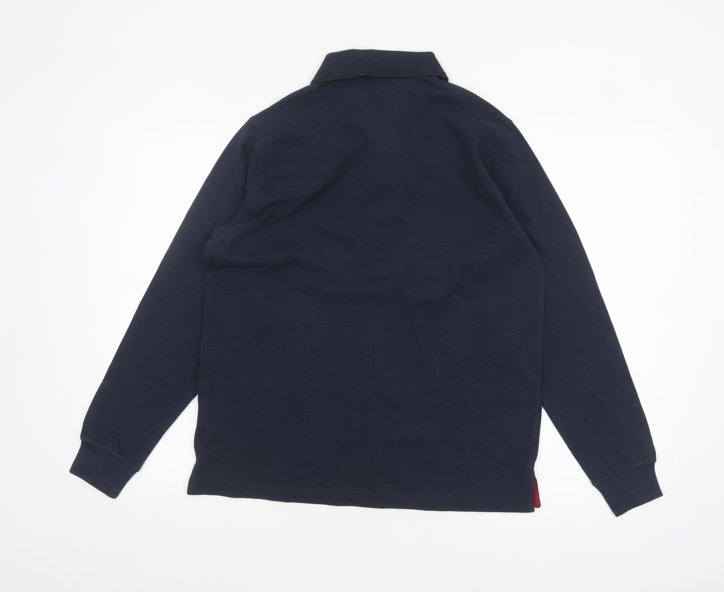Cotton Traders Men's Blue Long Sleeve Polo Shirt Size S 100% Cotton