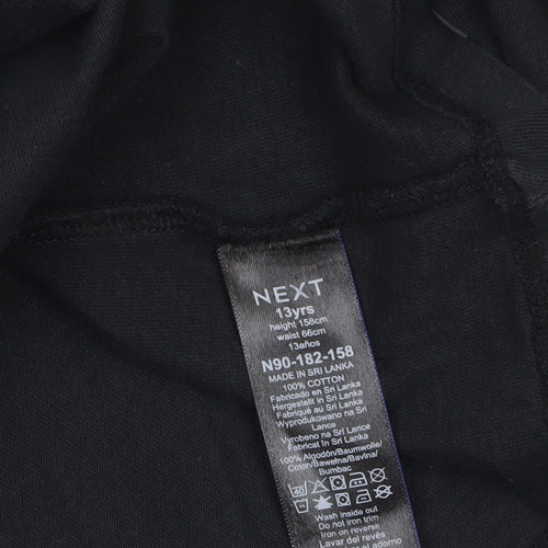 Next Girls Black Festive Era Long Sleeve Cotton T-Shirt - Size 13 Years