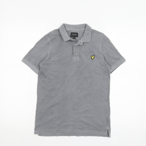 Lyle & Scott Boys Grey Polo Shirt 10-11 Years Cotton Button Collar