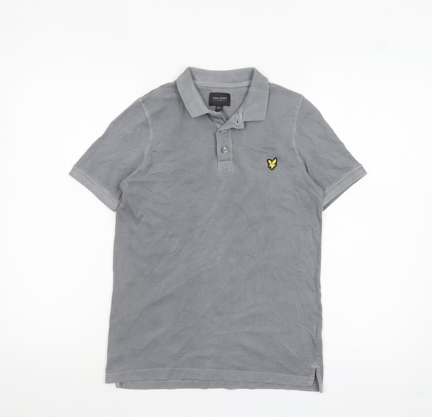 Lyle & Scott Boys Grey Polo Shirt 10-11 Years Cotton Button Collar