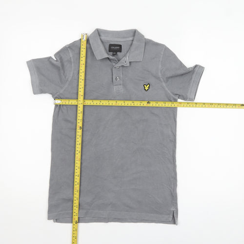 Lyle & Scott Boys Grey Polo Shirt 10-11 Years Cotton Button Collar