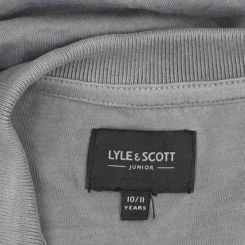 Lyle & Scott Boys Grey Polo Shirt 10-11 Years Cotton Button Collar