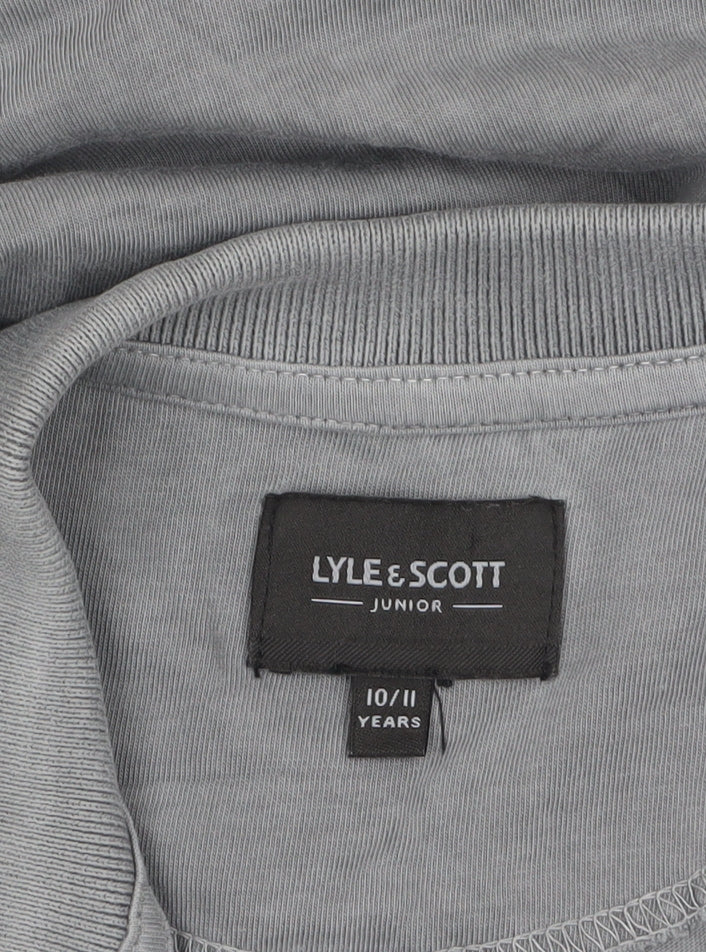 Lyle & Scott Boys Grey Polo Shirt 10-11 Years Cotton Button Collar