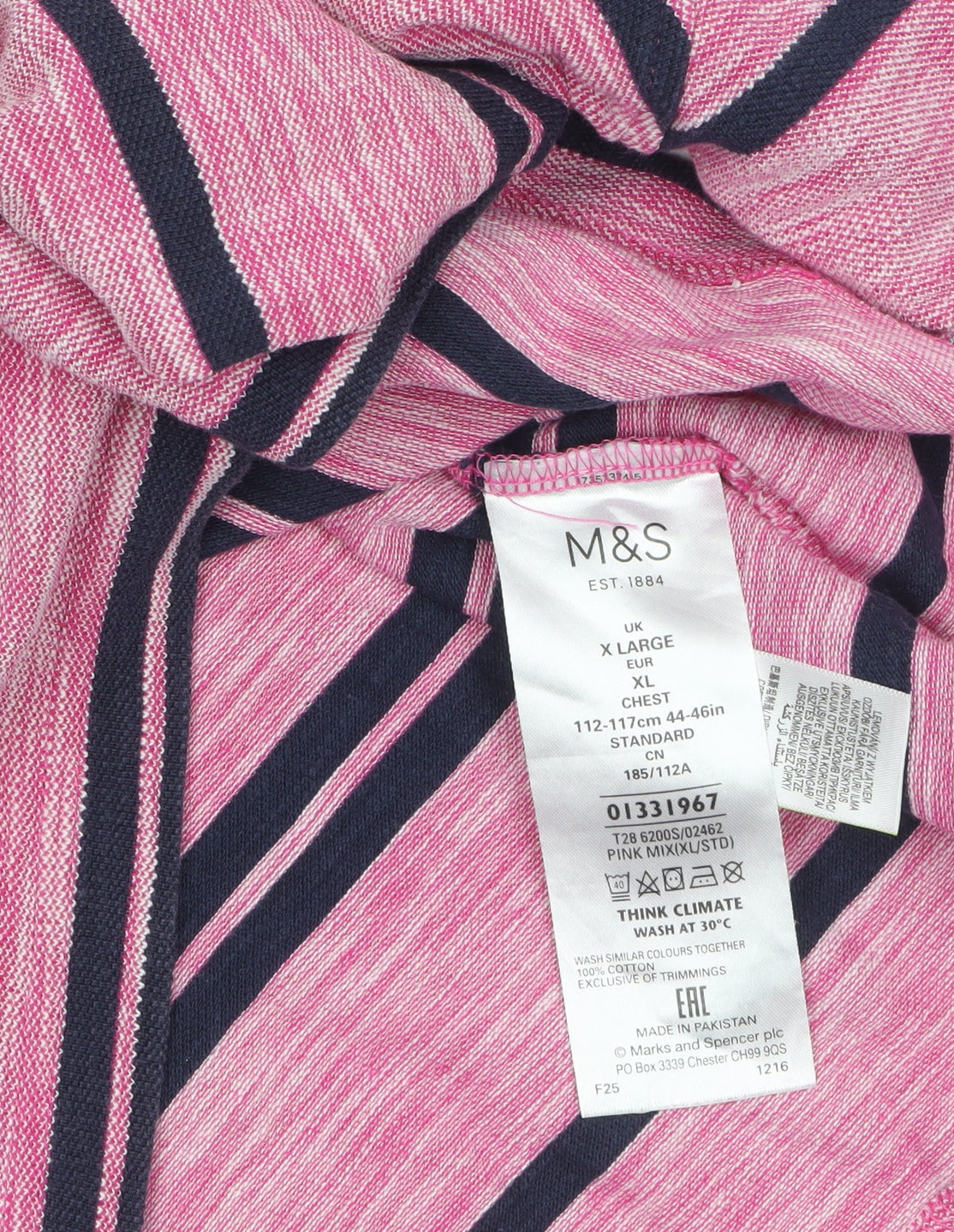 Marks and Spencer Blue Harbour Men's Pink Striped Polo Shirt XL Slim Fit