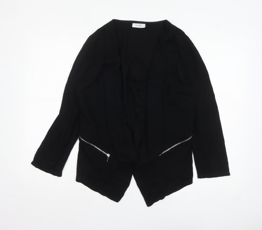 Wallis Petite Black Lined Jersey Waterfall Jacket Women's Size L