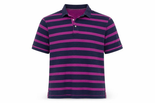 Front view of Tyrwhitt Men's Blue & Purple Striped Polo Shirt XL Cotton