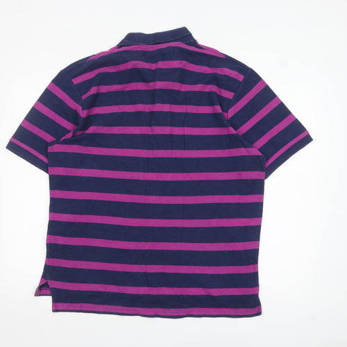 Tyrwhitt Men's Blue & Purple Striped Polo Shirt XL Cotton