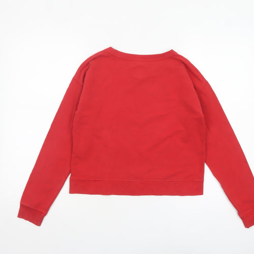 Jack Wills Womens Red Cropped Long Sleeve Crew Neck T-Shirt Size 8