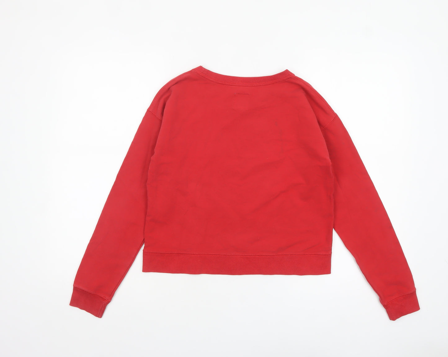 Jack Wills Womens Red Cropped Long Sleeve Crew Neck T-Shirt Size 8