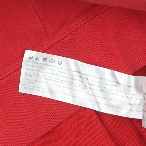 Jack Wills Womens Red Cropped Long Sleeve Crew Neck T-Shirt Size 8