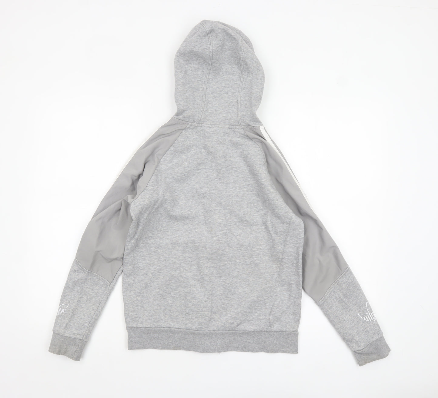 Adidas Boys Grey Full Zip Hoodie 11-12 Years Hooded Logo Sportswear