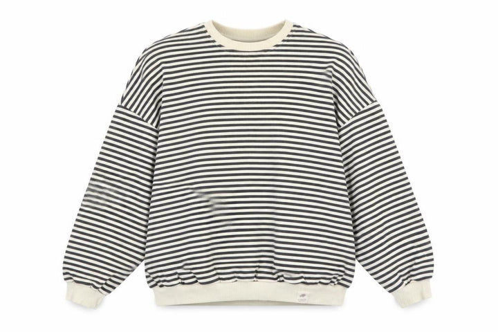 Pull&Bear Women’s Black & White Striped Crew Neck Sweatshirt XS