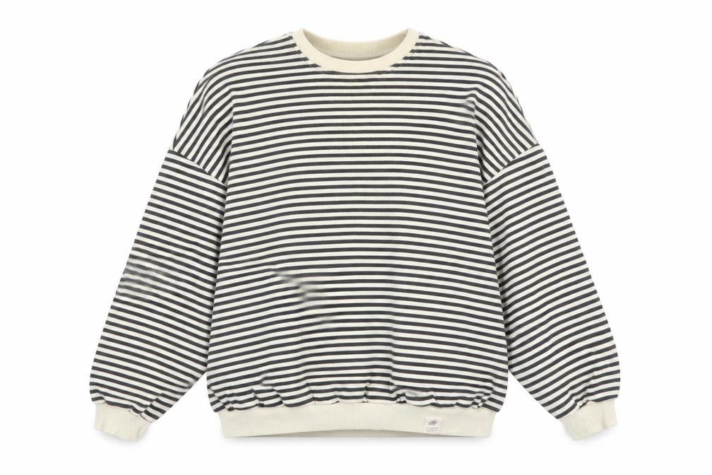 Pull&Bear Women’s Black & White Striped Crew Neck Sweatshirt XS
