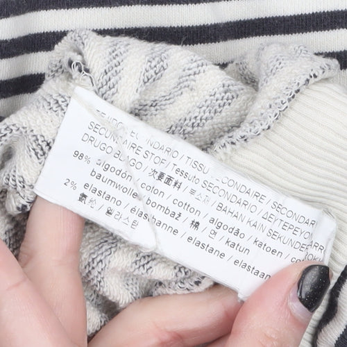 Pull&Bear Women’s Black & White Striped Crew Neck Sweatshirt XS