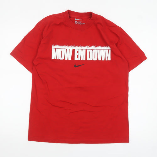 Nike Men's Red Loose Fit Graphic T-Shirt M Crew Neck Cotton