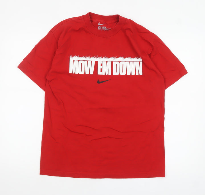 Nike Men's Red Loose Fit Graphic T-Shirt M Crew Neck Cotton