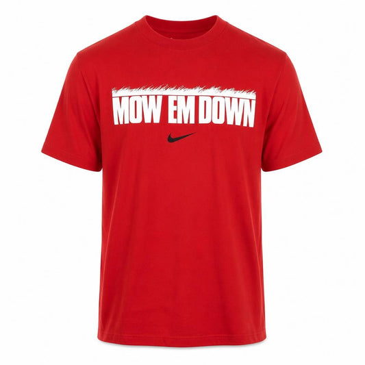 Front view of Nike Men's Red Loose Fit Graphic T-Shirt M Crew Neck Cotton