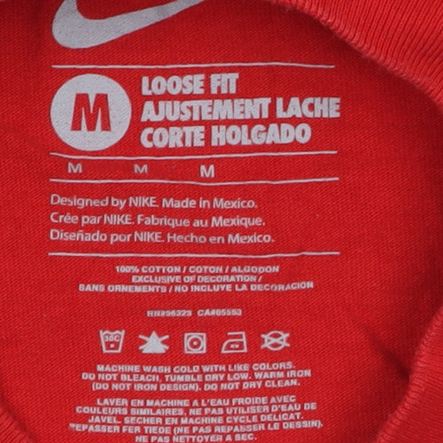 Nike Men's Red Loose Fit Graphic T-Shirt M Crew Neck Cotton