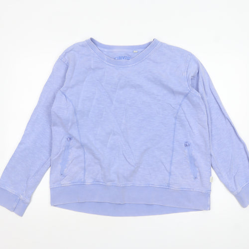 Orvis Women Light Blue Cotton Pullover Sweatshirt Size L