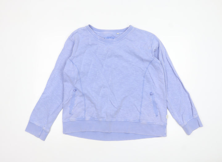 Orvis Women Light Blue Cotton Pullover Sweatshirt Size L