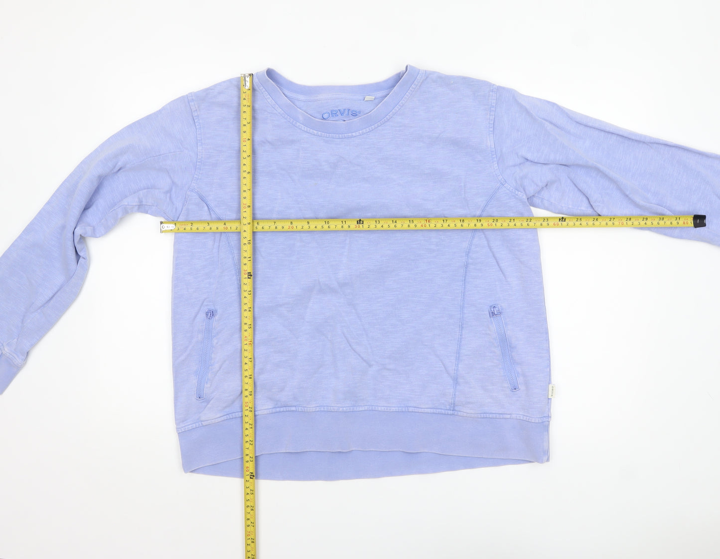 Orvis Women Light Blue Cotton Pullover Sweatshirt Size L