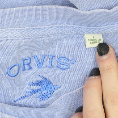 Orvis Women Light Blue Cotton Pullover Sweatshirt Size L