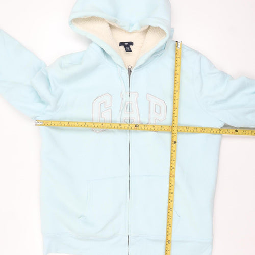 GAP Women Light Blue Full Zip Hoodie XL Sherpa Lined Cotton Blend