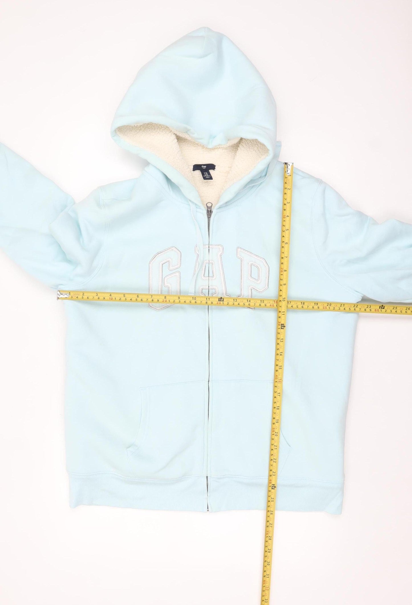 GAP Women Light Blue Full Zip Hoodie XL Sherpa Lined Cotton Blend