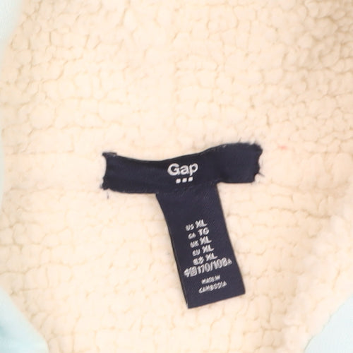 GAP Women Light Blue Full Zip Hoodie XL Sherpa Lined Cotton Blend