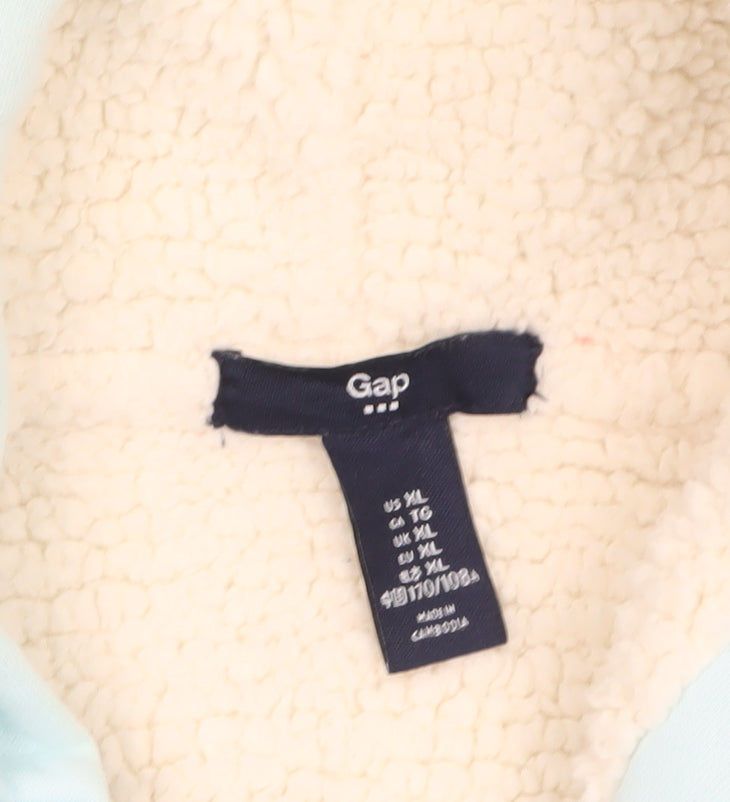 GAP Women Light Blue Full Zip Hoodie XL Sherpa Lined Cotton Blend