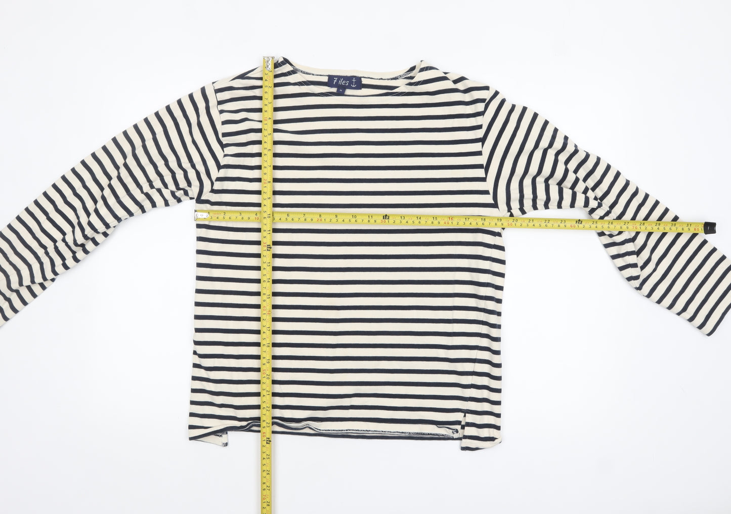 7 Iles Women's Multicoloured Striped Cotton Long Sleeve T-Shirt M