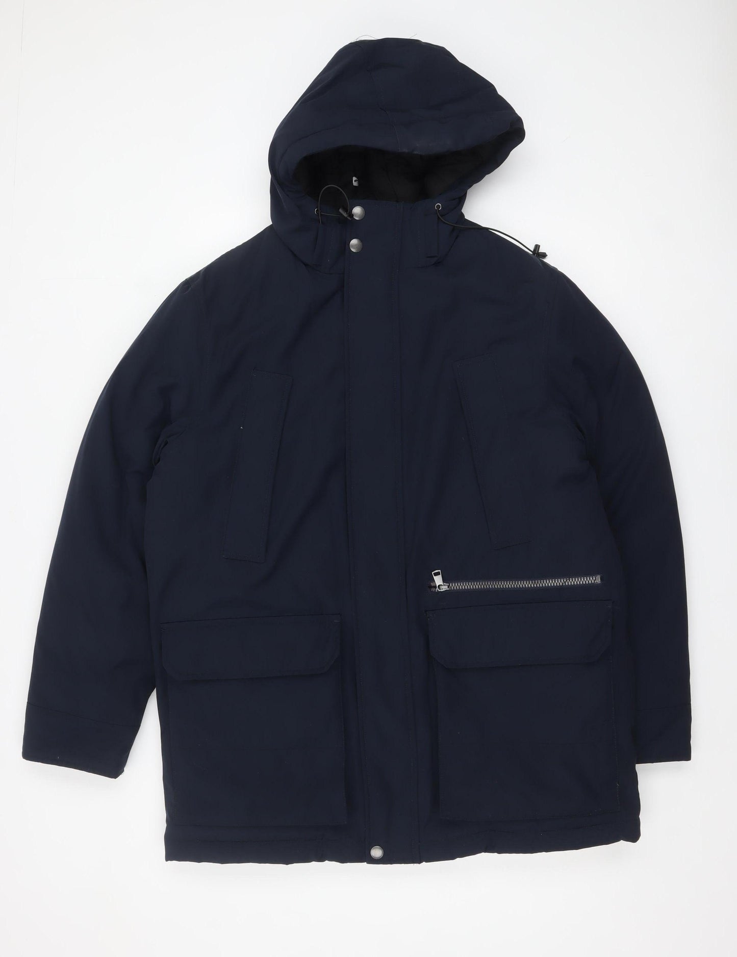 Marks and Spencer Men's Blue Hooded Parka Coat M Regular Polyester Winter
