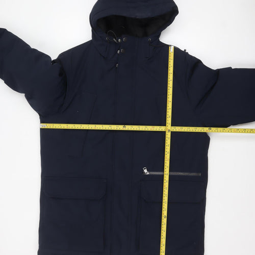 Marks and Spencer Men's Blue Hooded Parka Coat M Regular Polyester Winter