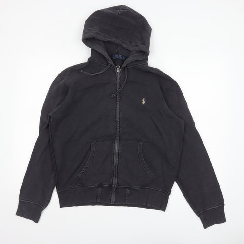 Ralph Lauren Men’s Black Full Zip Hoodie Size M Cotton Logo Sweatshirt