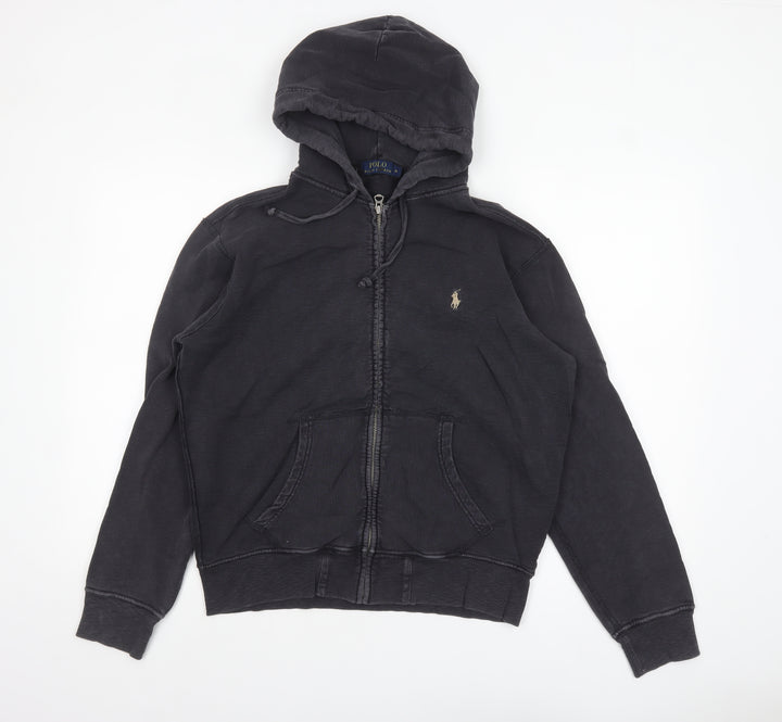 Ralph Lauren Men’s Black Full Zip Hoodie Size M Cotton Logo Sweatshirt