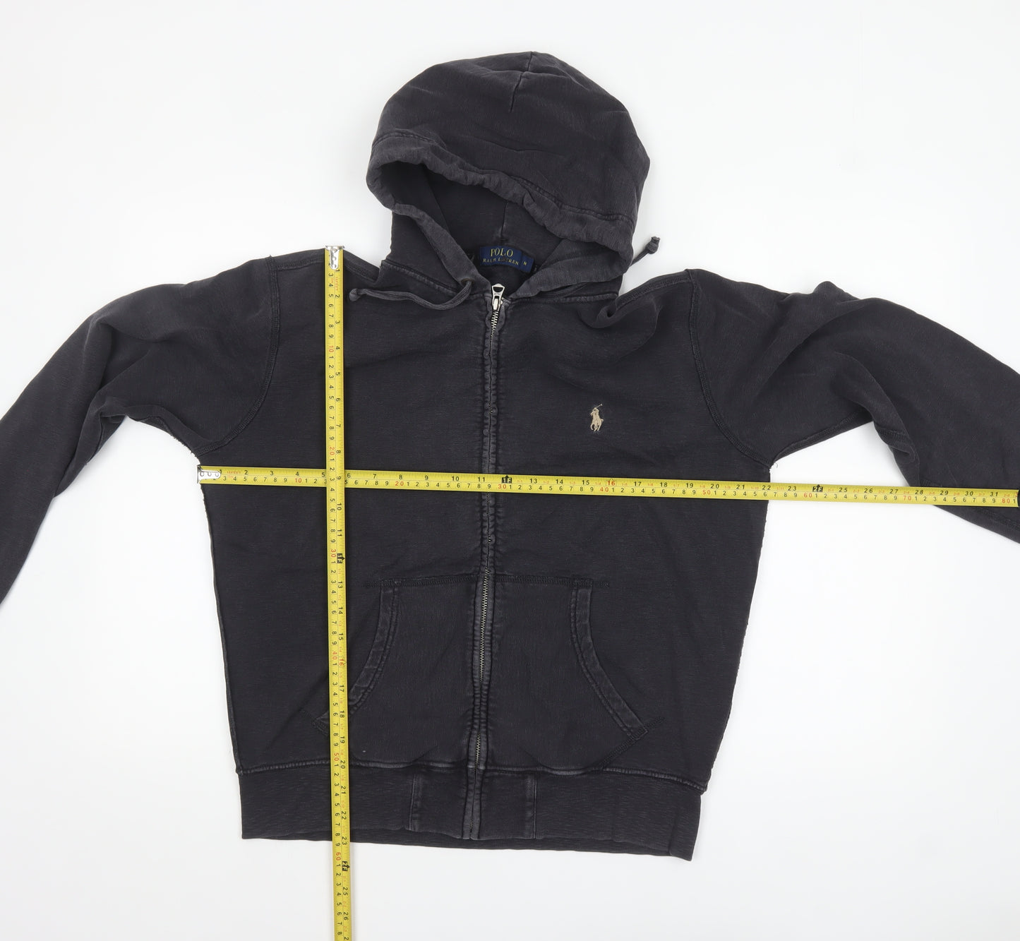 Ralph Lauren Men’s Black Full Zip Hoodie Size M Cotton Logo Sweatshirt