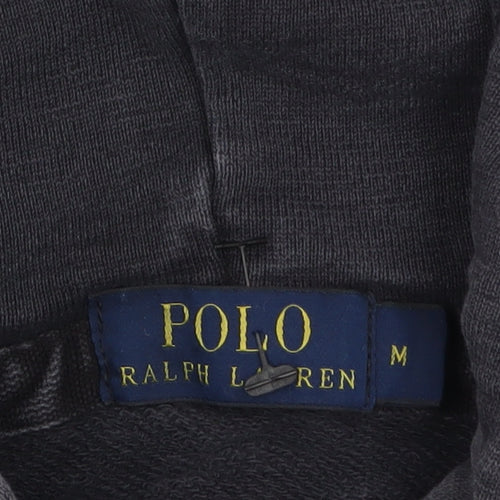 Ralph Lauren Men’s Black Full Zip Hoodie Size M Cotton Logo Sweatshirt