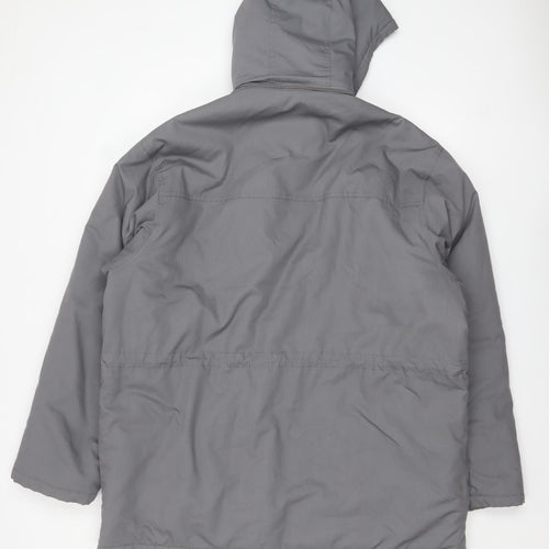 MC Casuals Men's Grey L Hooded Parka Jacket Lined Winter Coat