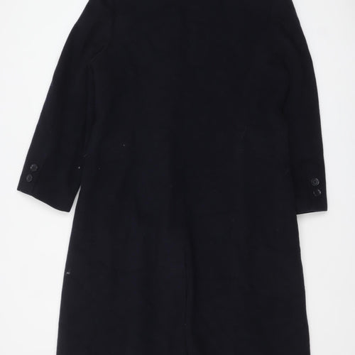Marks and Spencer Women Black Wool Petite Long Overcoat UK 12