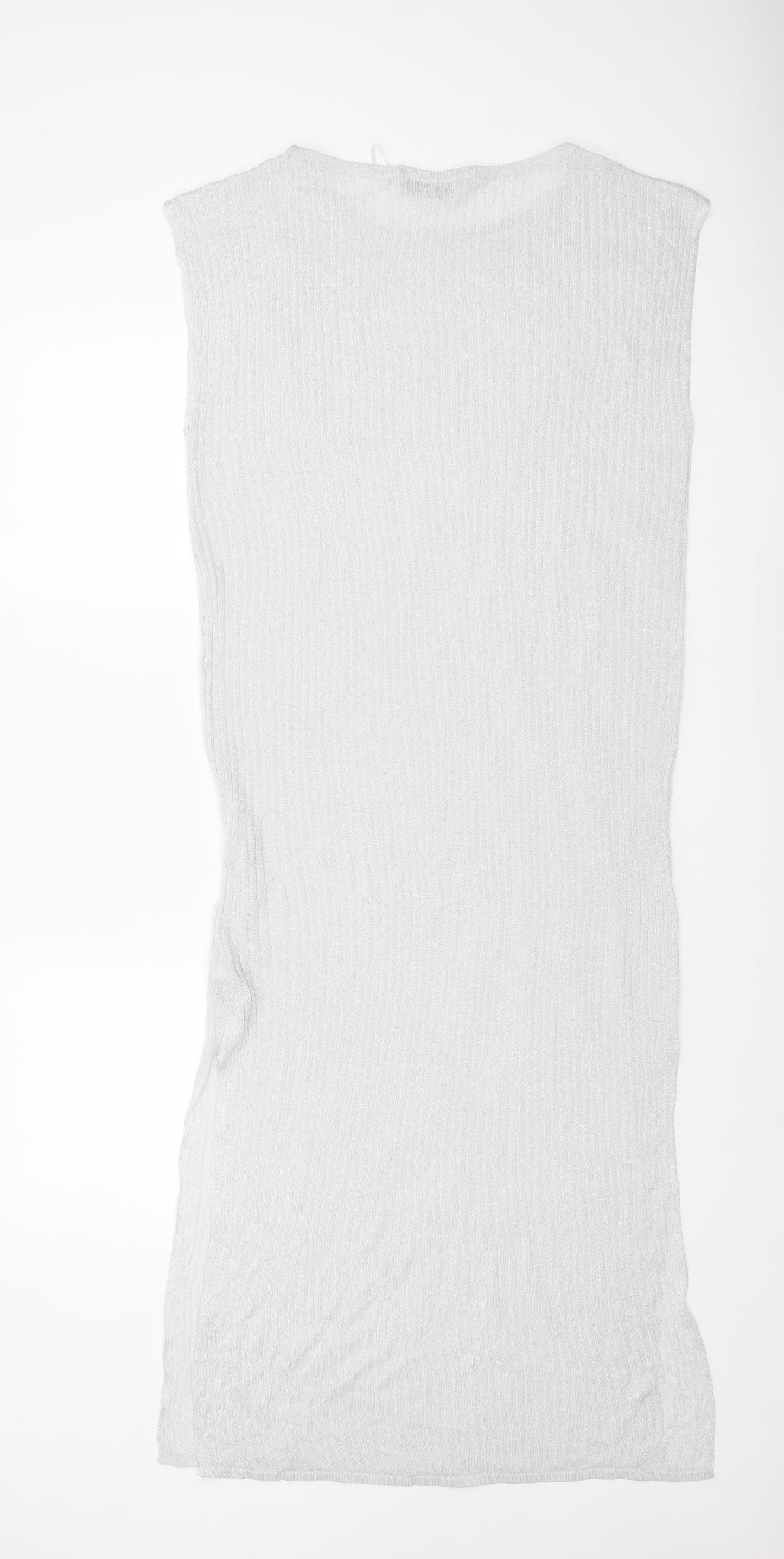 Marks and Spencer Women Silver Size 10 Sleeveless Bodycon Midi Dress