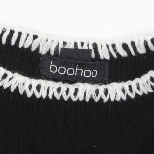 Boohoo Women’s Black Knit Bodycon Midi Dress Size M Long Sleeve