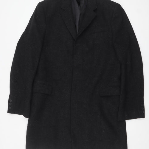 Blaze Men’s Black Wool Blend Mid-Length Classic Overcoat 40R