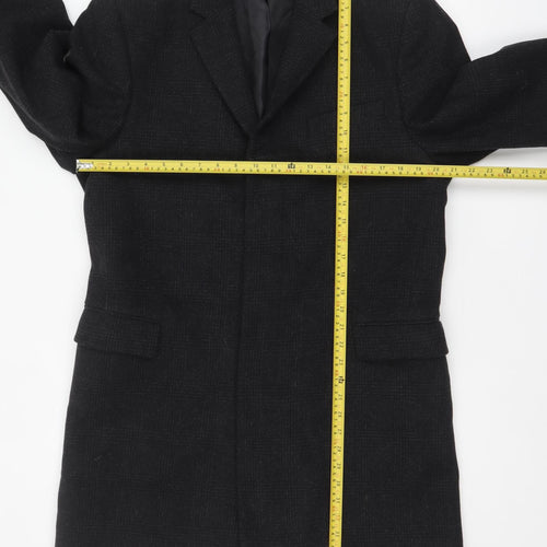 Blaze Men’s Black Wool Blend Mid-Length Classic Overcoat 40R
