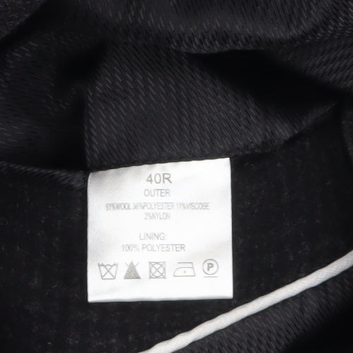 Blaze Men’s Black Wool Blend Mid-Length Classic Overcoat 40R